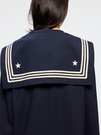 Machine washable wool sailor collar blazer