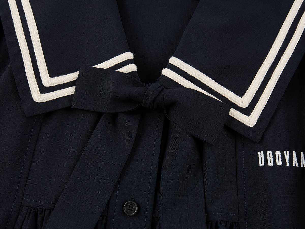 Machine washable wool sailor collar dress