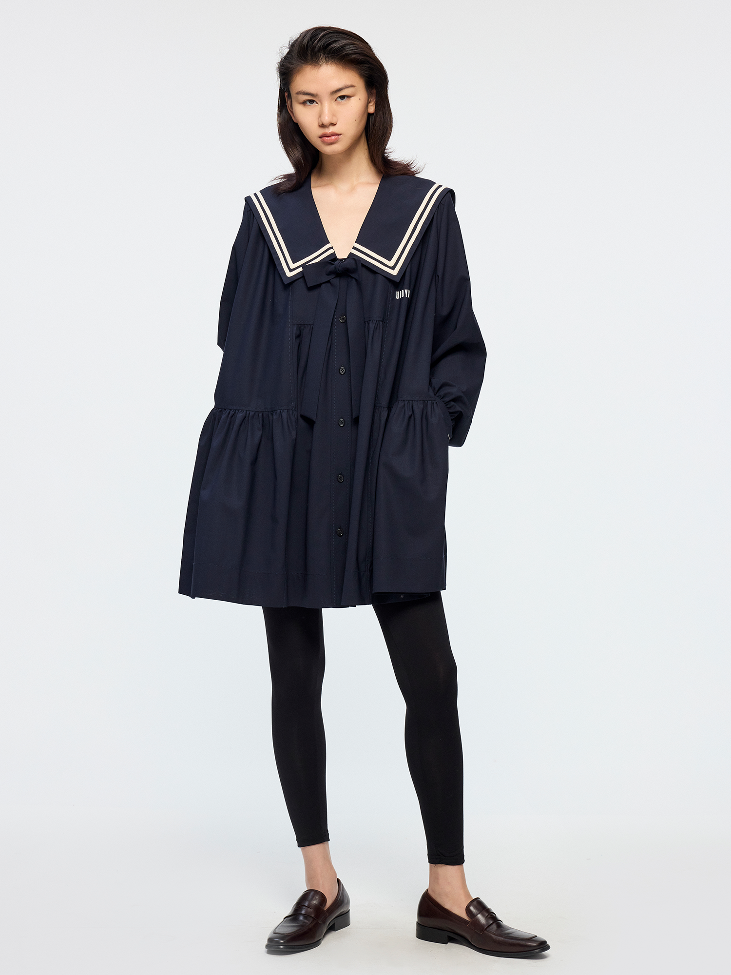 Machine washable wool sailor collar dress