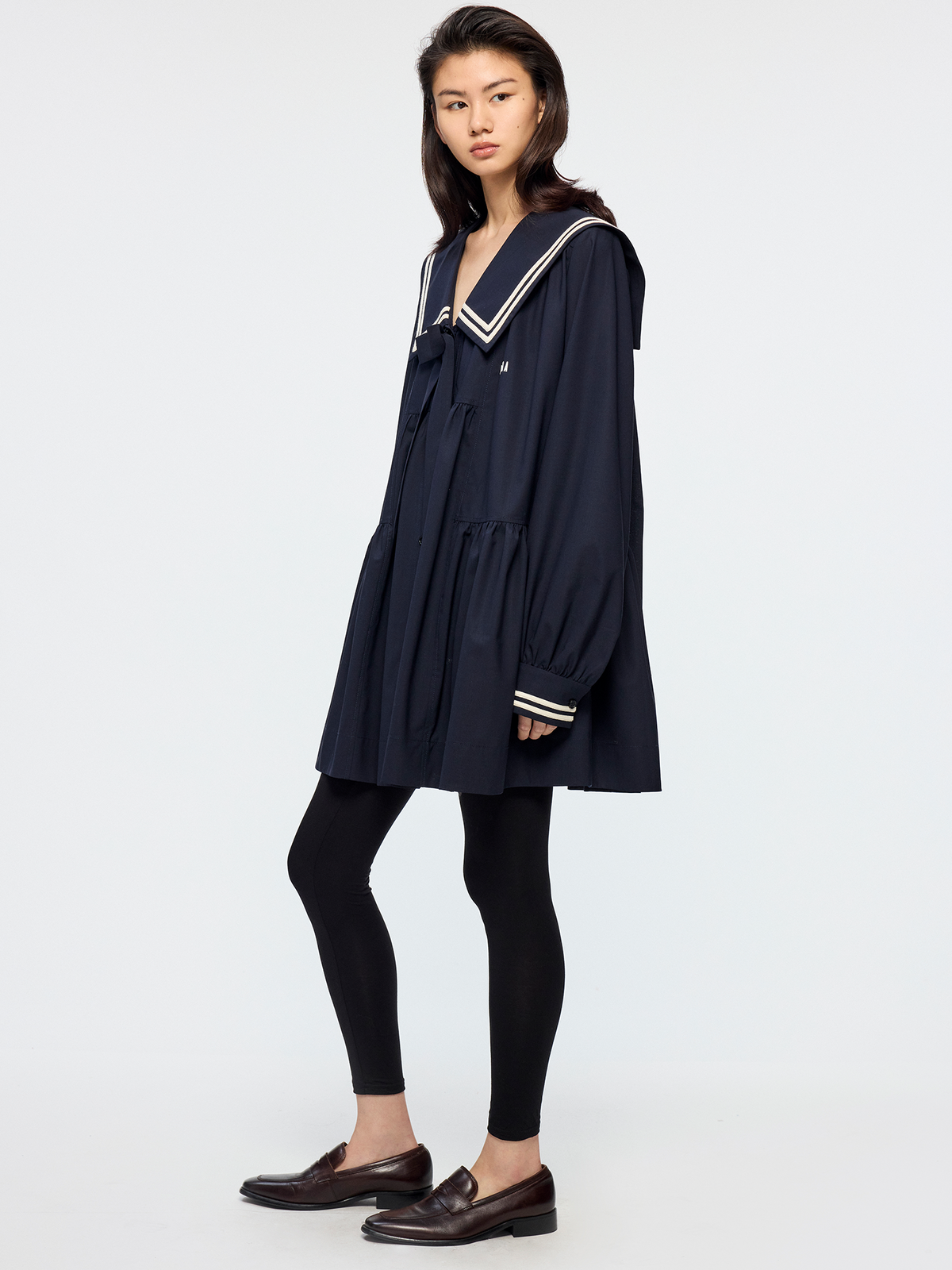 Machine washable wool sailor collar dress
