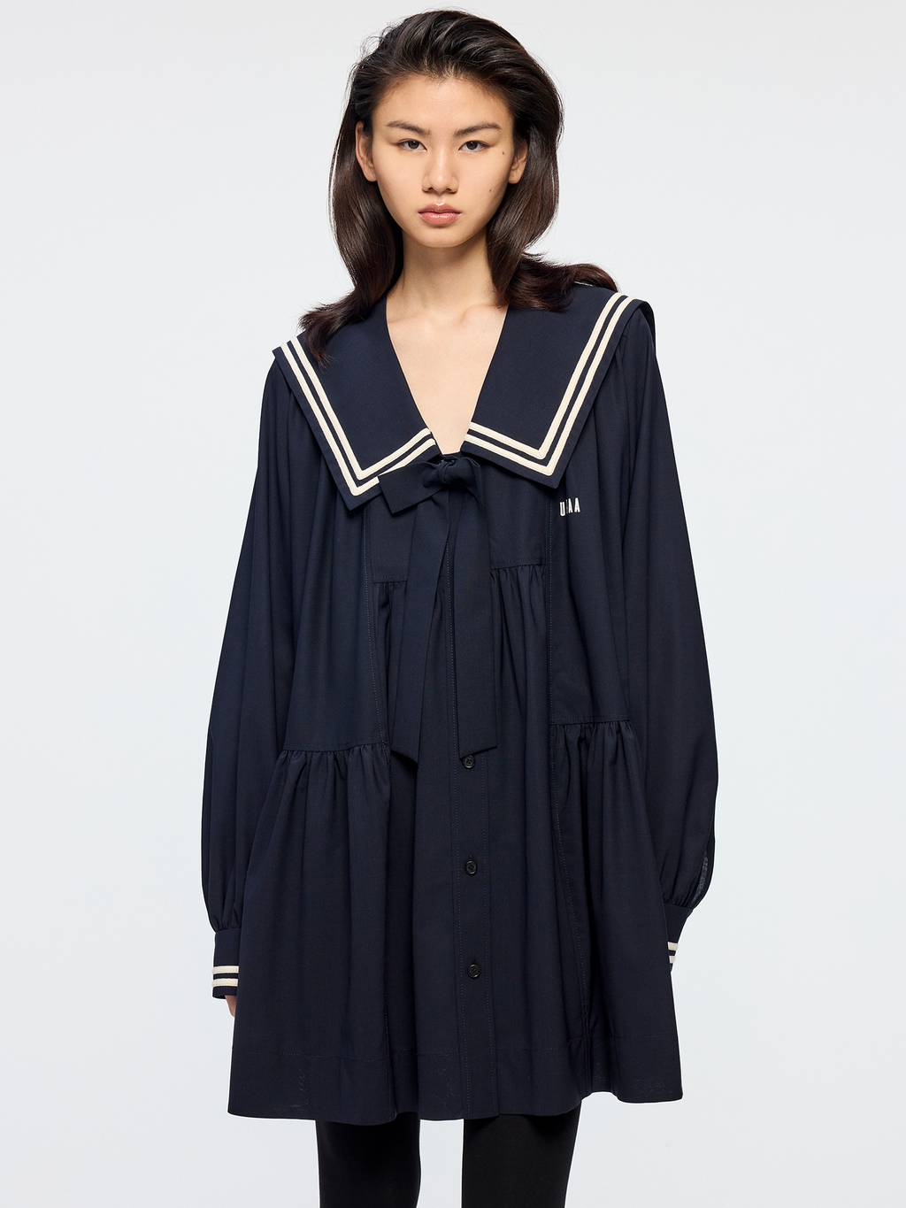 Machine washable wool sailor collar dress