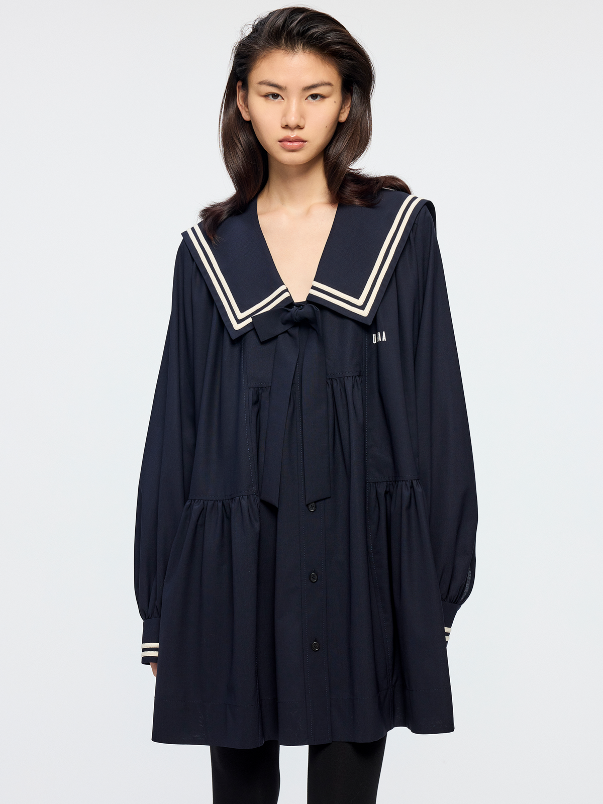 Machine washable wool sailor collar dress