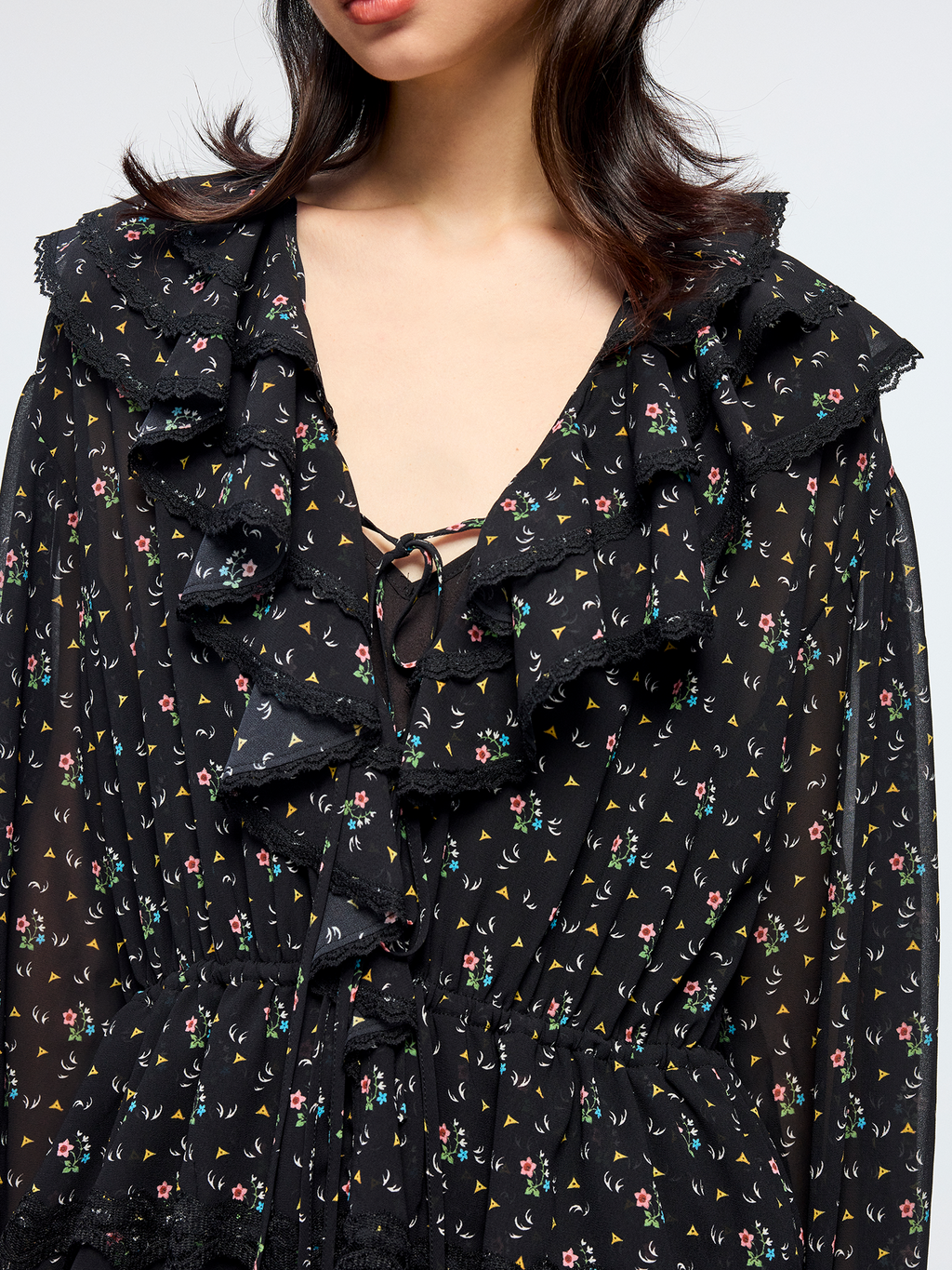 Floral ruffle tiered dress