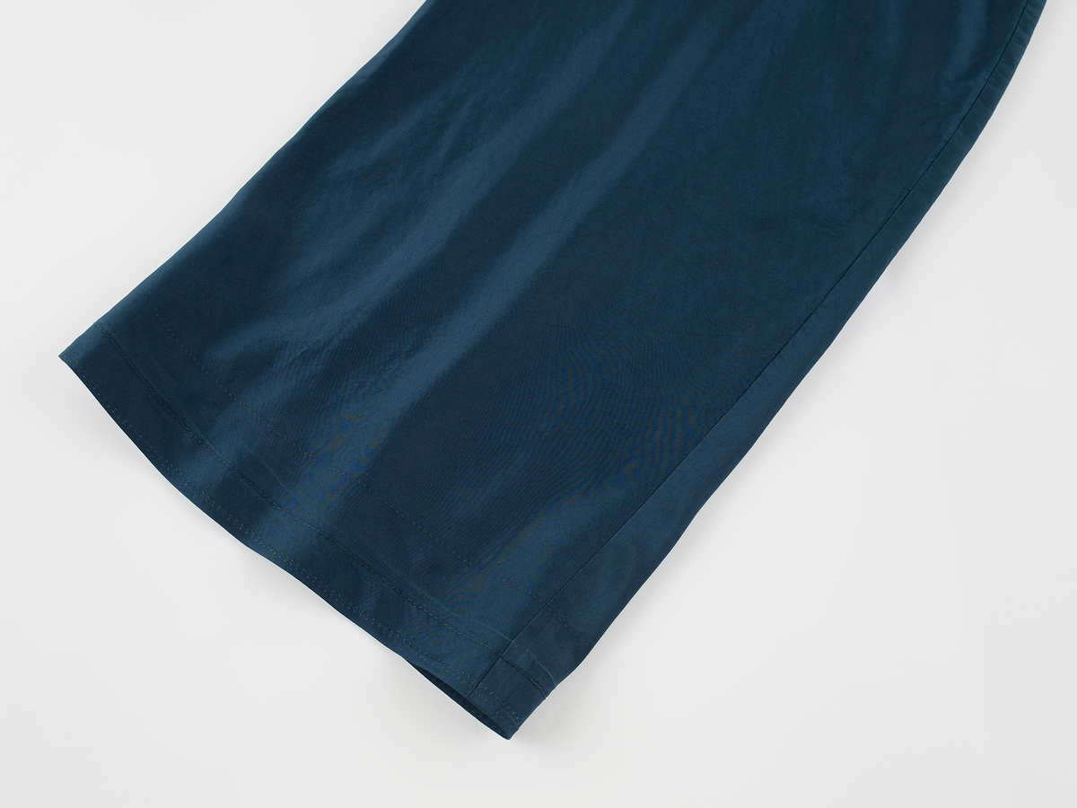 Silk taffeta curved leg trousers