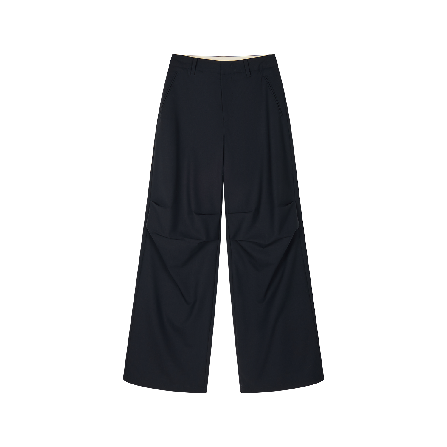 Machine washable wool pleated trousers