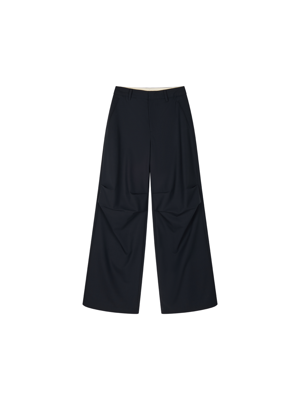 Machine washable wool pleated trousers
