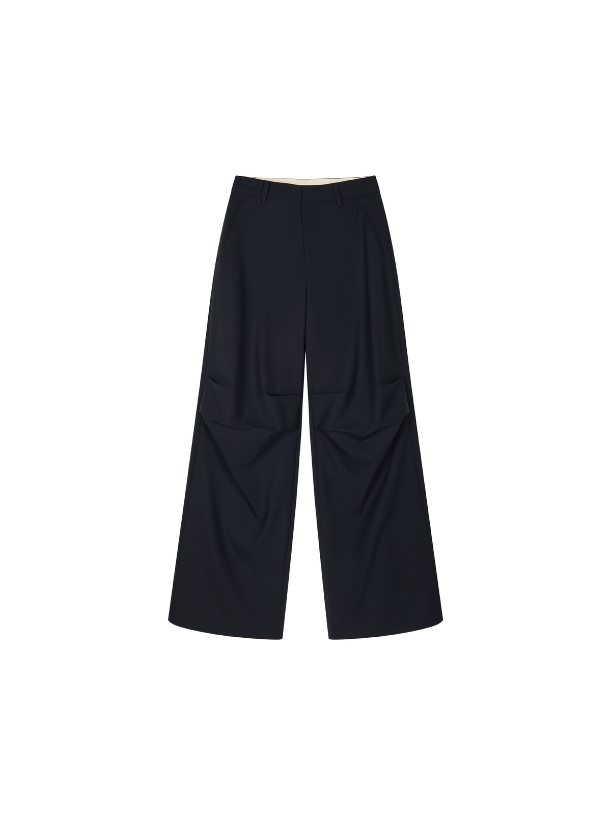 Machine washable wool pleated trousers