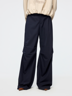 Machine washable wool pleated trousers