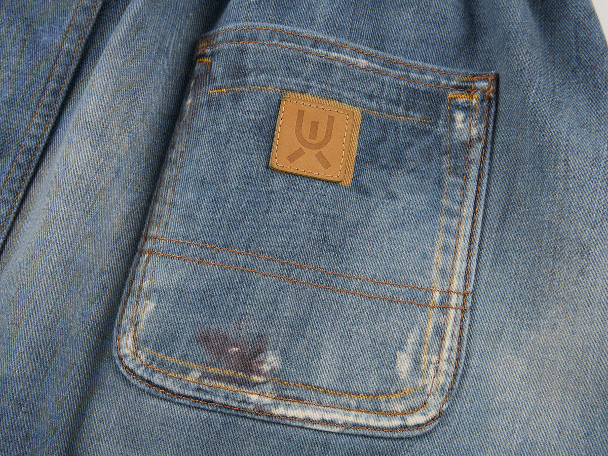 Surreal optical illusion denim mini skirt