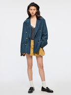 Hand tie dyed paperbag denim skirt