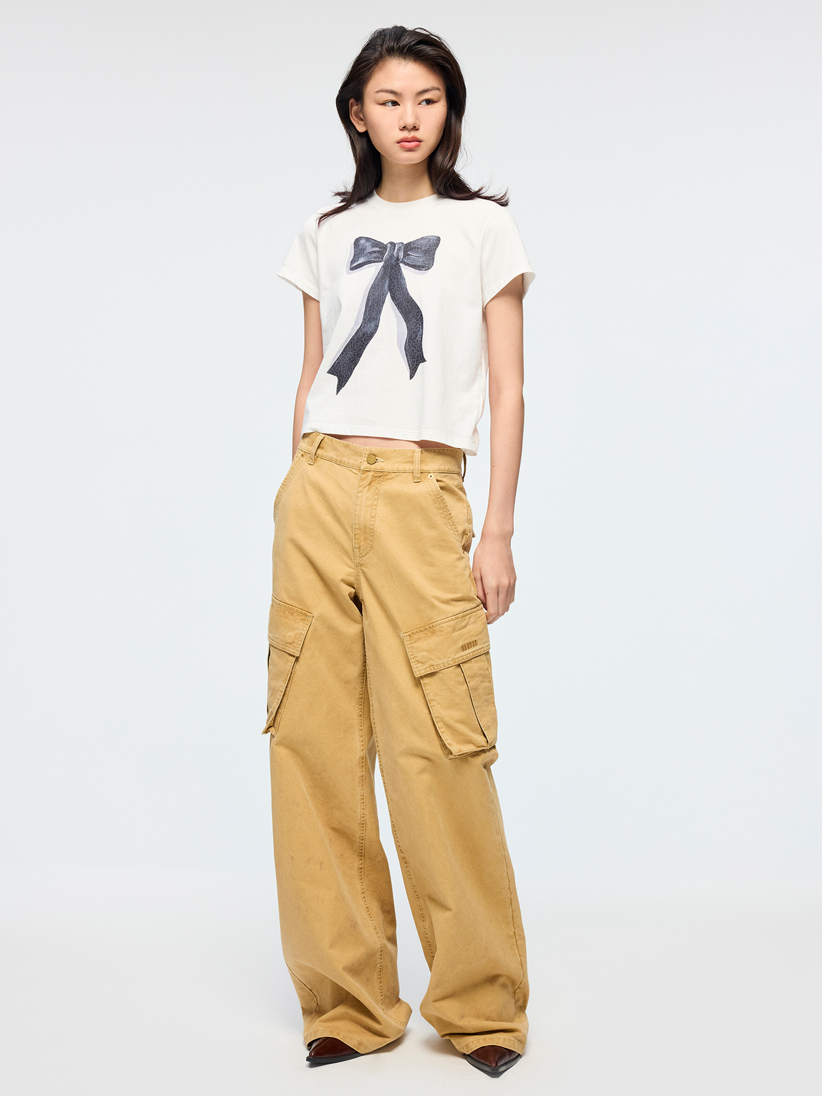 Hand tie dyed cargo jeans