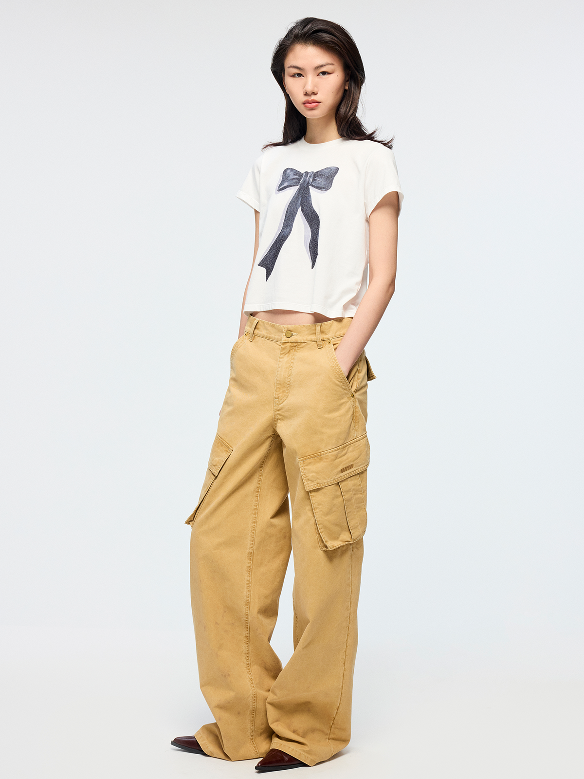 Hand tie dyed cargo jeans
