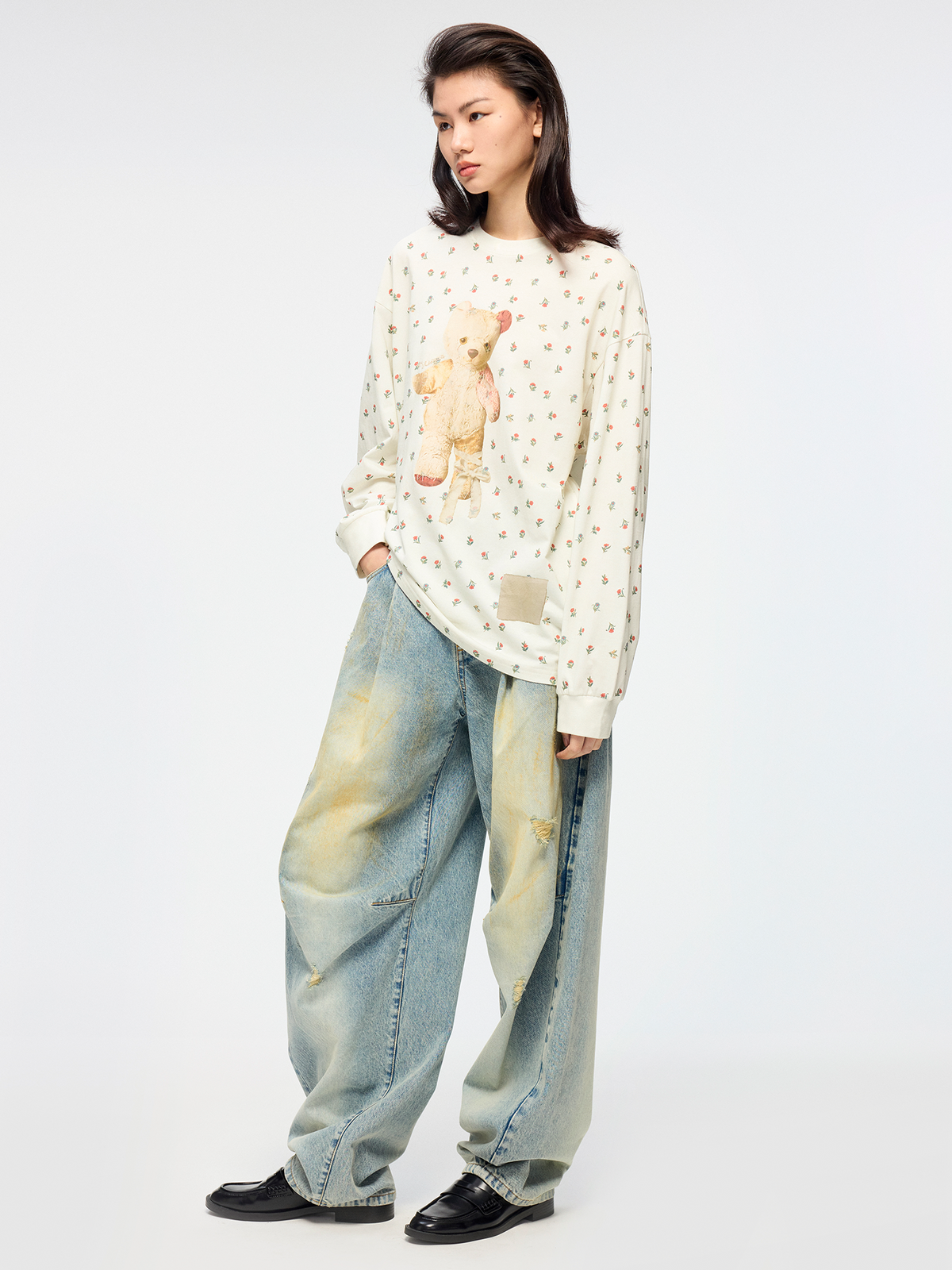 3d pleated jeans