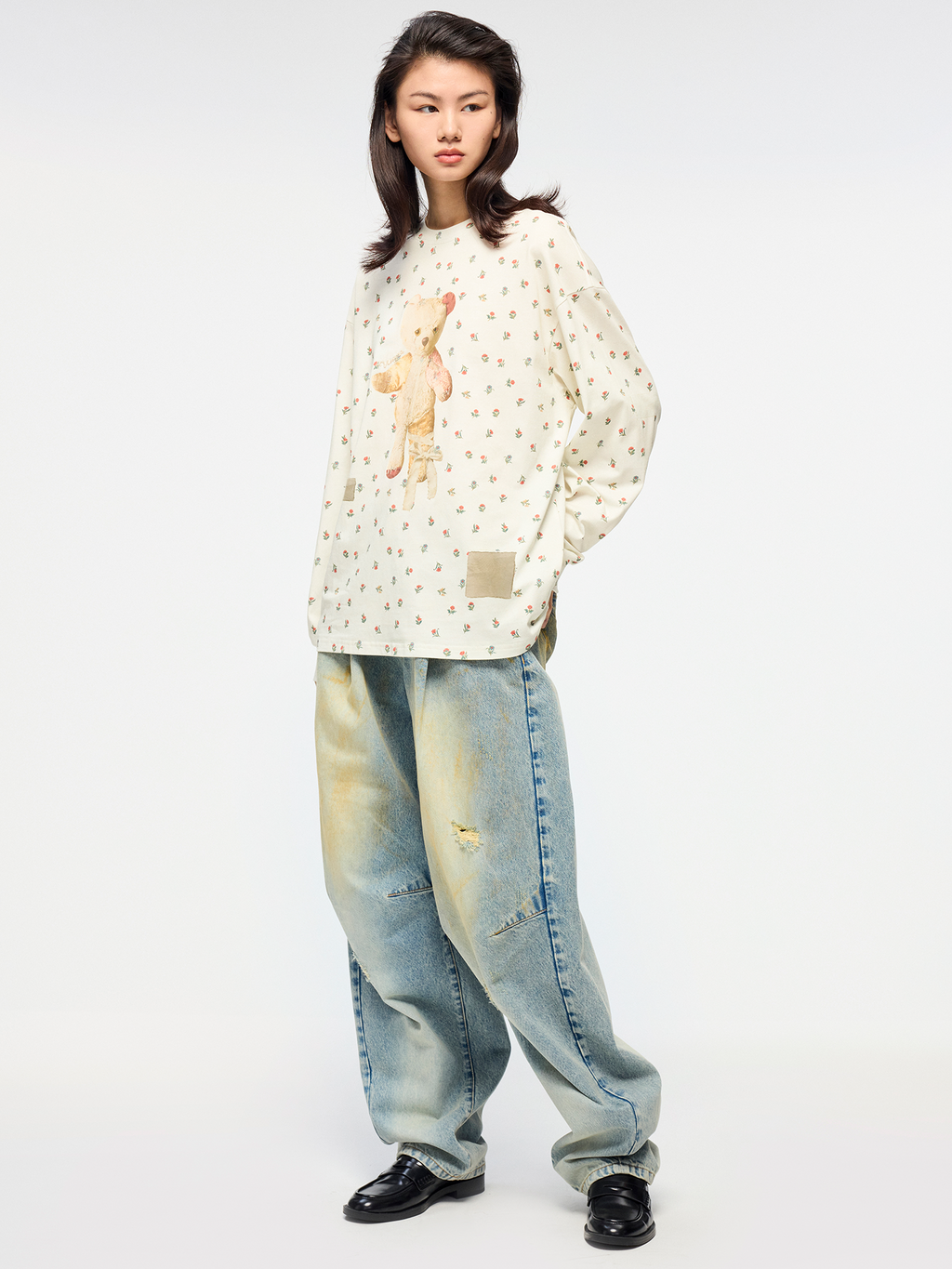 3d pleated jeans