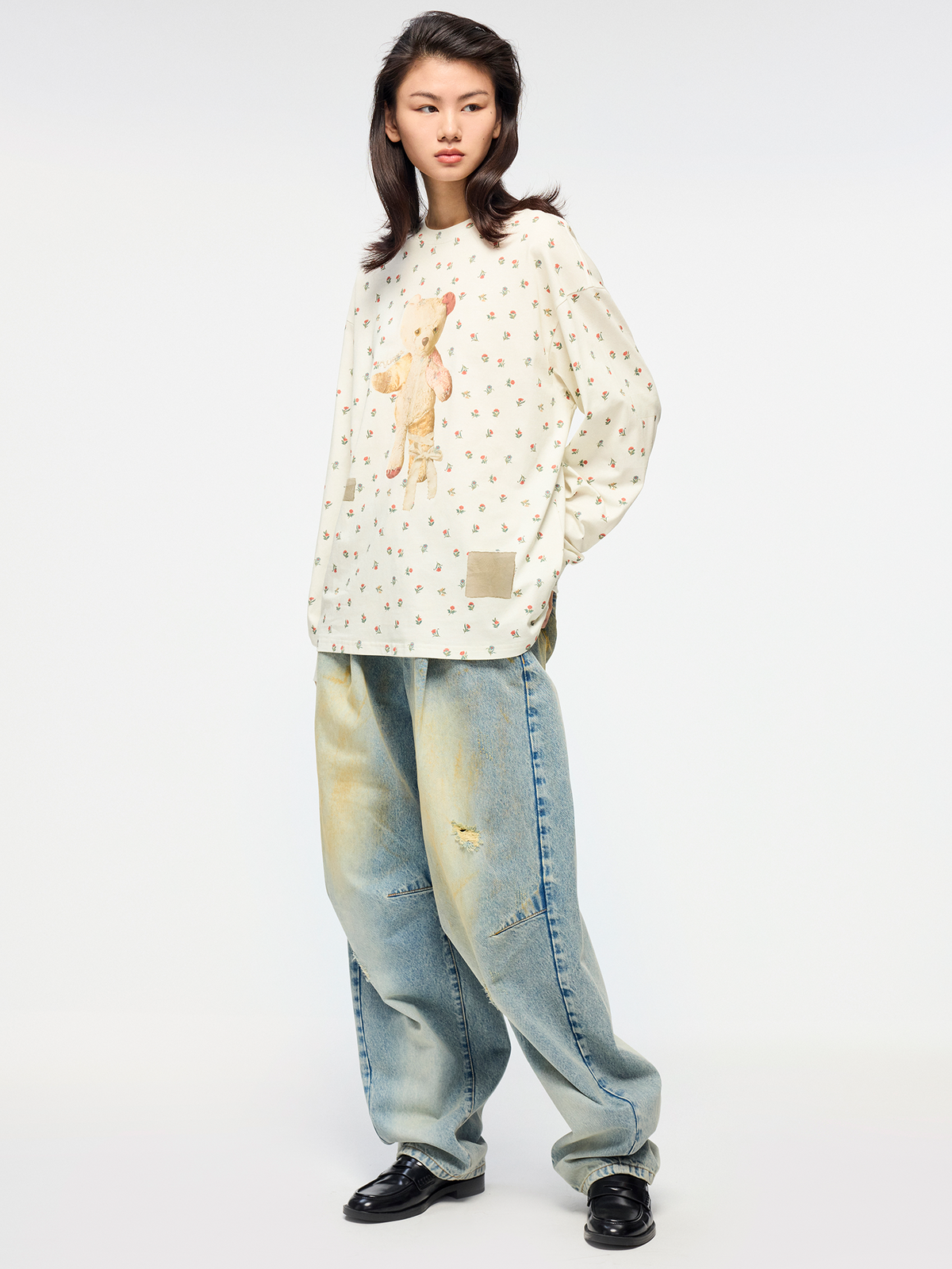 3d pleated jeans