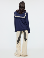 Oil painting bow jeans