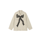 Oil painting bow denim jacket