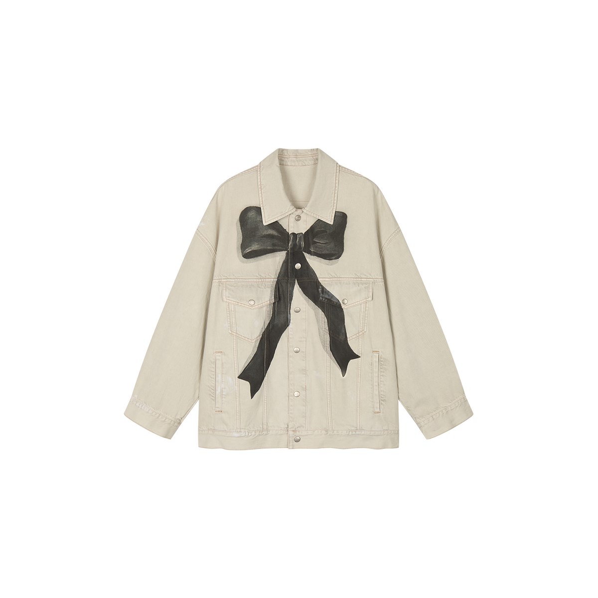 Oil painting bow denim jacket
