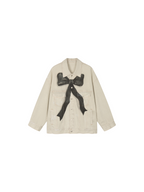 Oil painting bow denim jacket