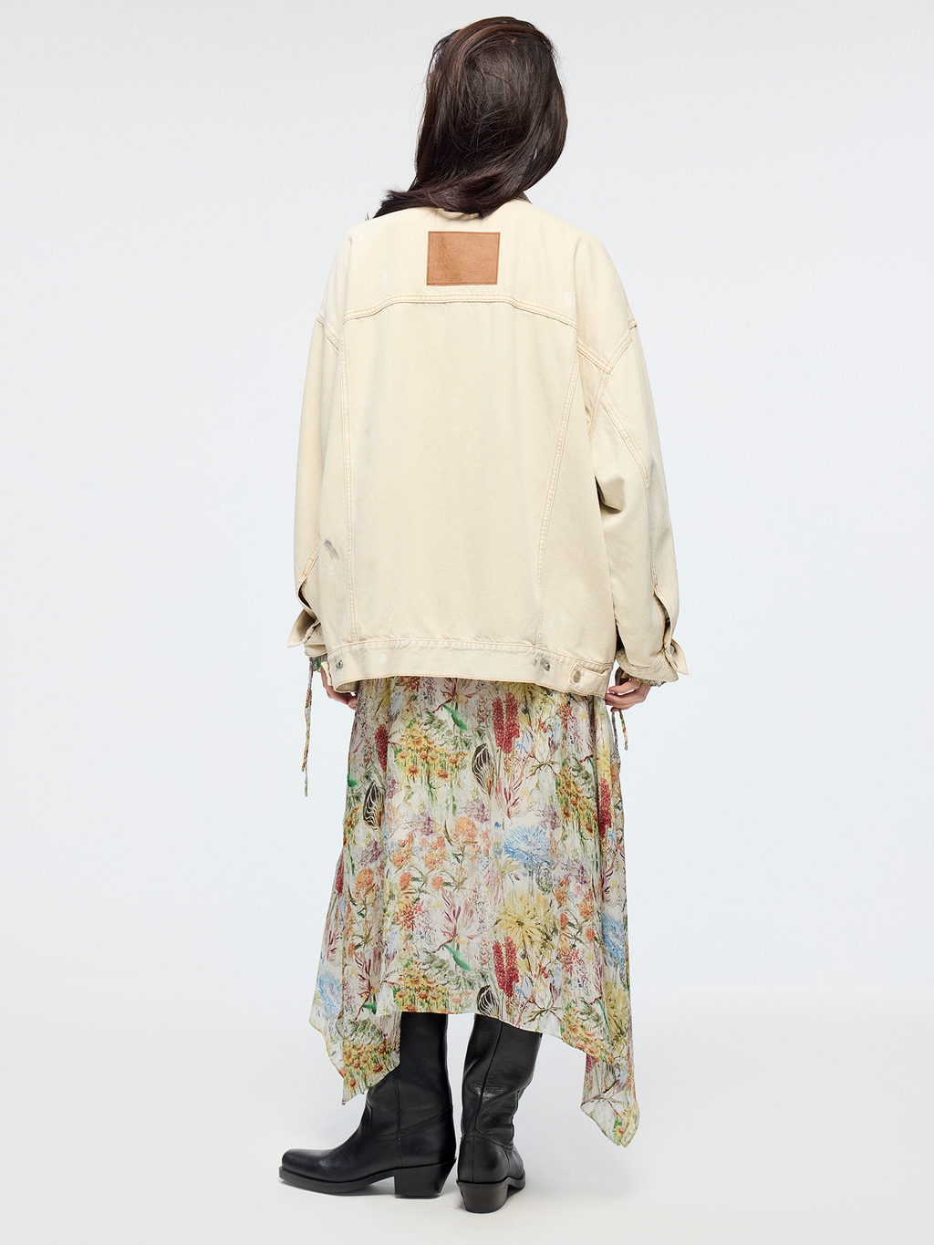 Oil painting bow denim jacket