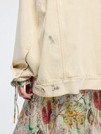 Oil painting bow denim jacket