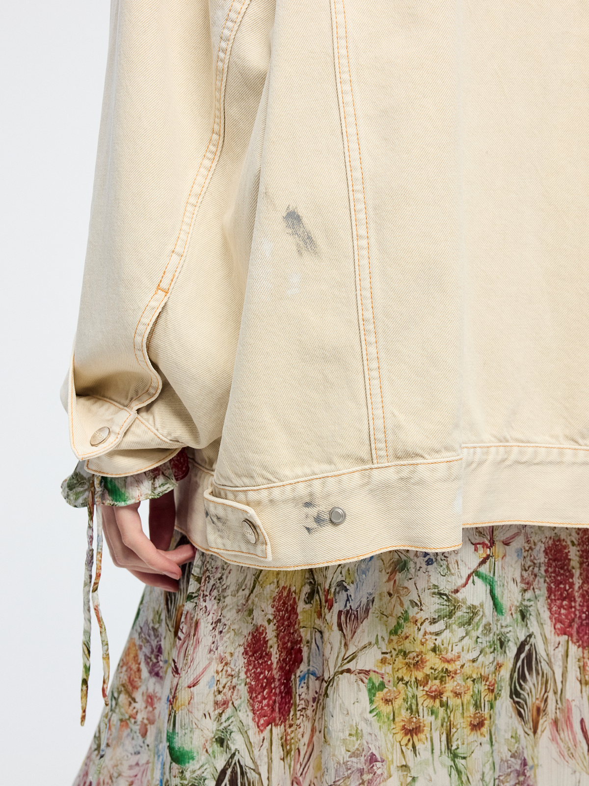 Oil painting bow denim jacket