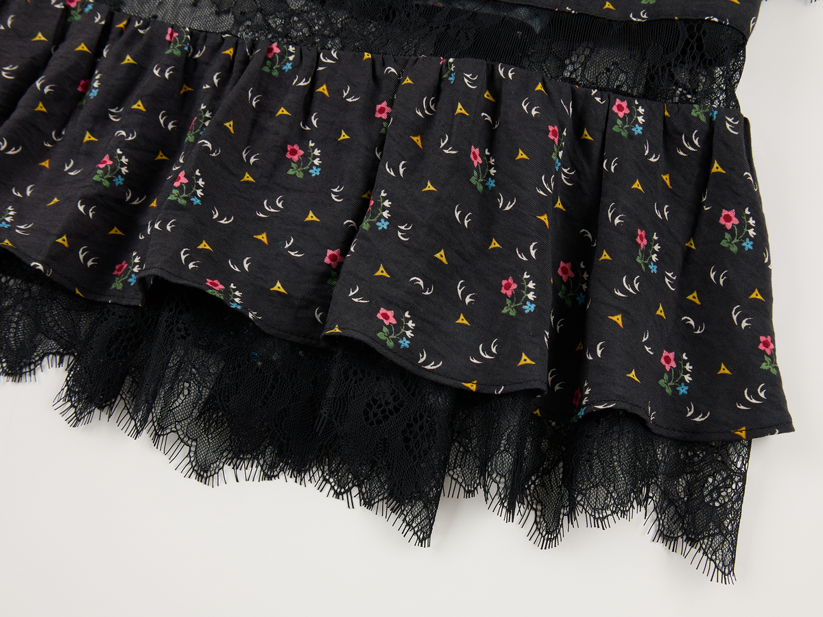 Floral tiered midi skirt