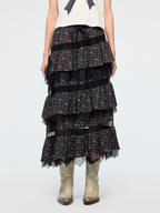 Floral tiered midi skirt