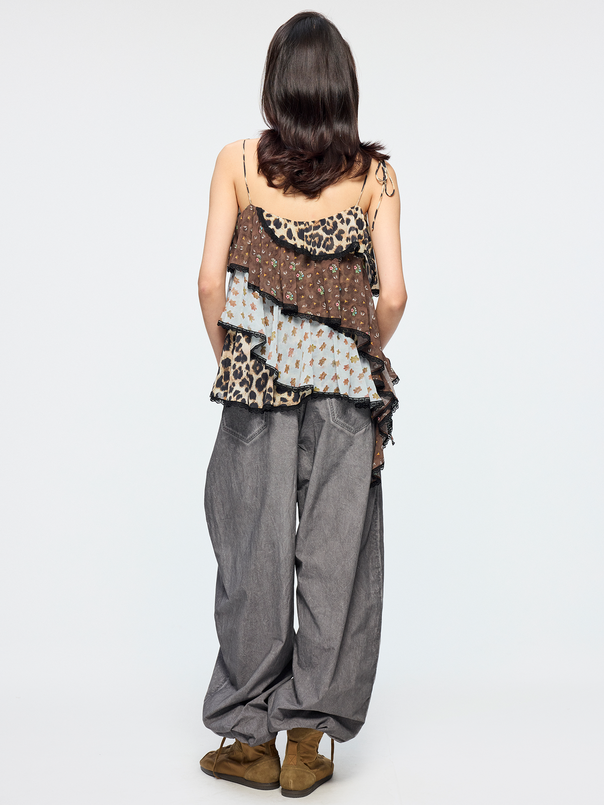Leopard & floral patchwork camisole