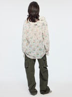 Floral ruffle collar shirt