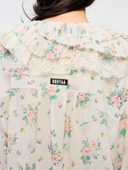 Floral ruffle collar shirt
