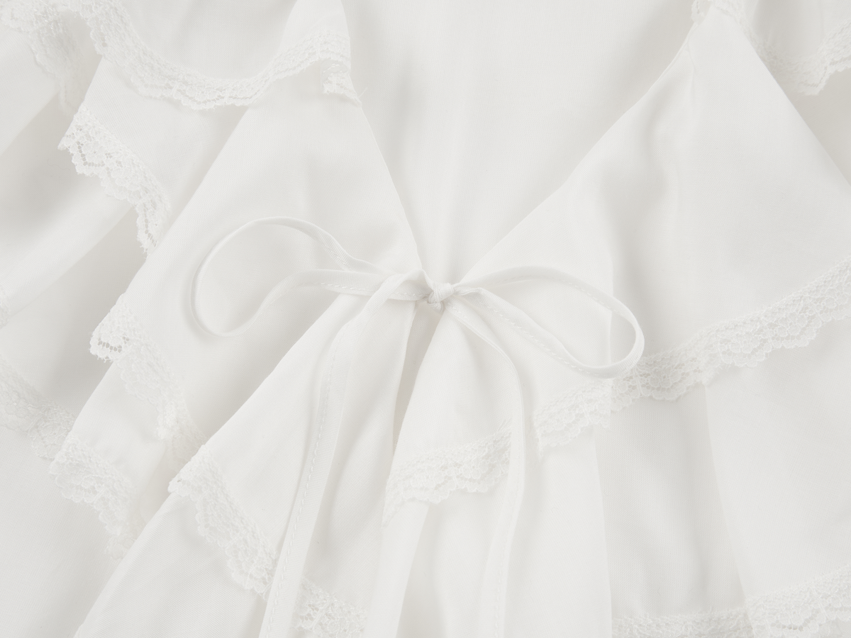 Ruffle collar Tencel shirt