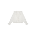 Ruffle collar Tencel shirt