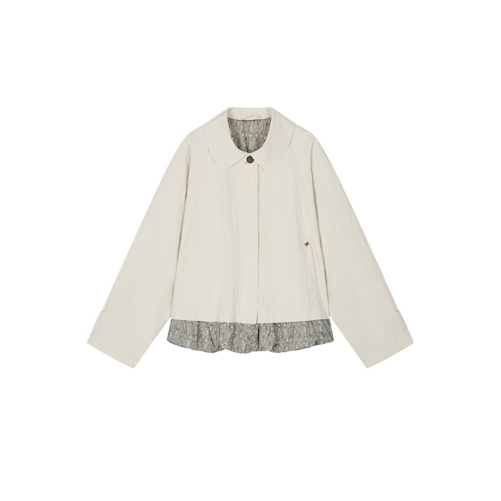 Exposed lining cropped balmacaan coat