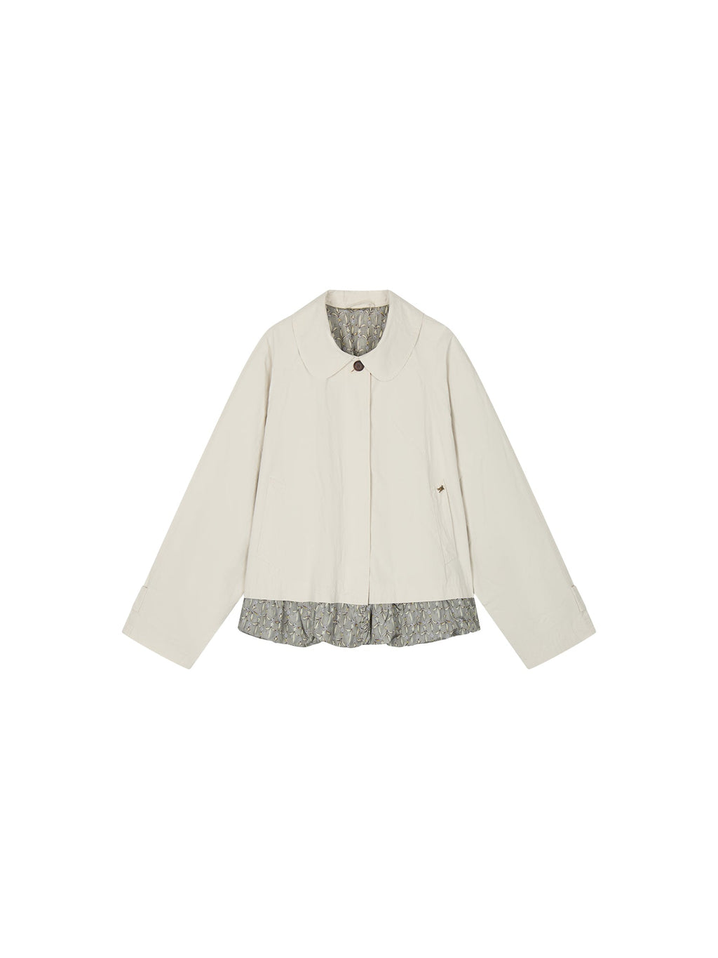 Exposed lining cropped balmacaan coat