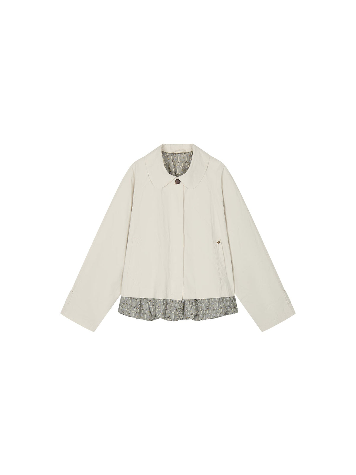 Exposed lining cropped balmacaan coat