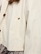 Exposed lining cropped balmacaan coat