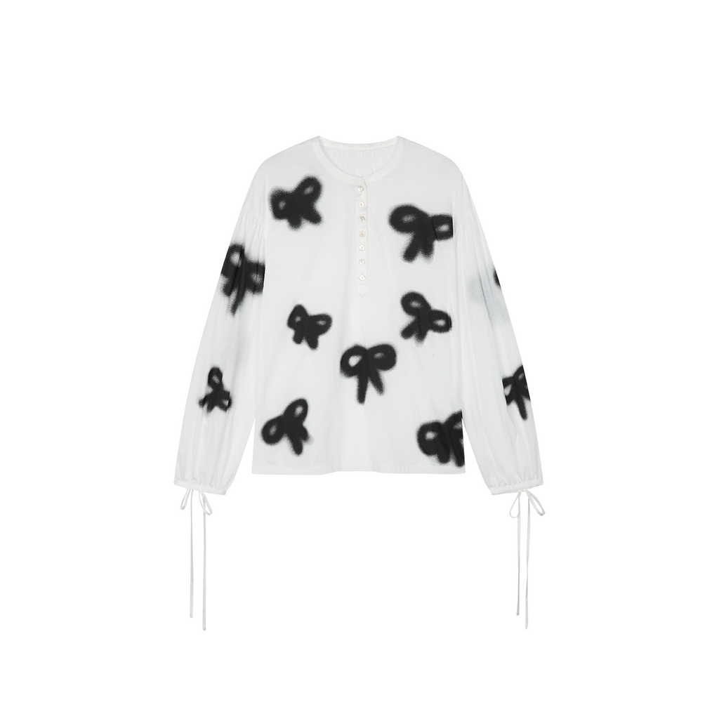 Graffiti bow henley T shirt