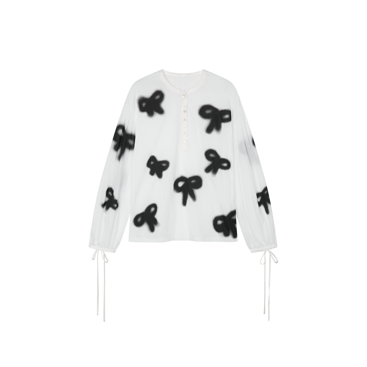 Graffiti bow henley T shirt