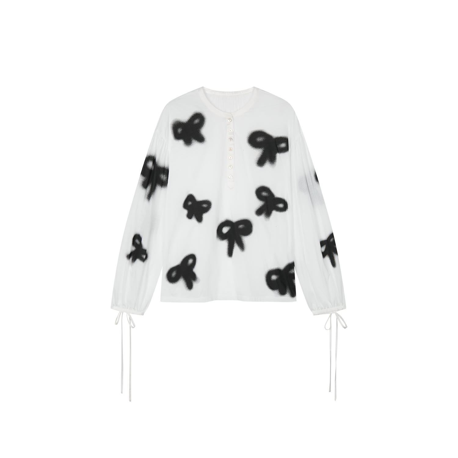 Graffiti bow henley T shirt