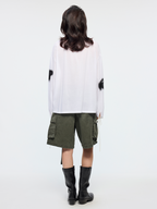 Graffiti bow henley T shirt