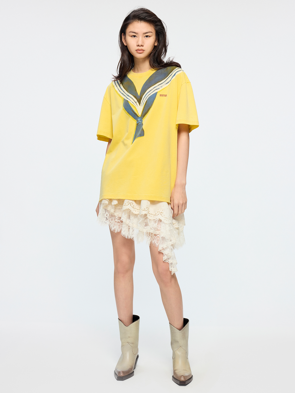 Oil painting sailor collar t-shirt