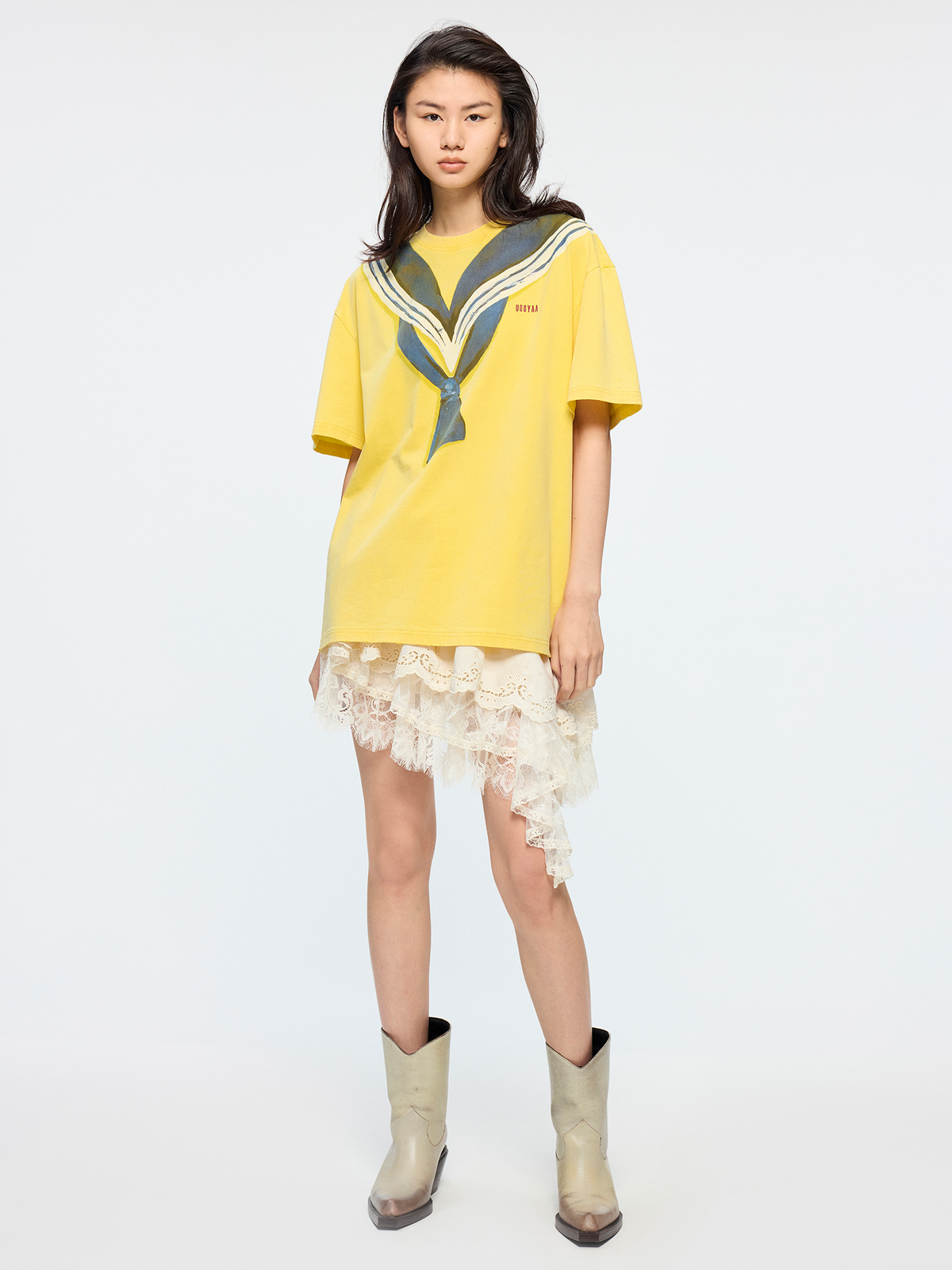 Oil painting sailor collar t-shirt