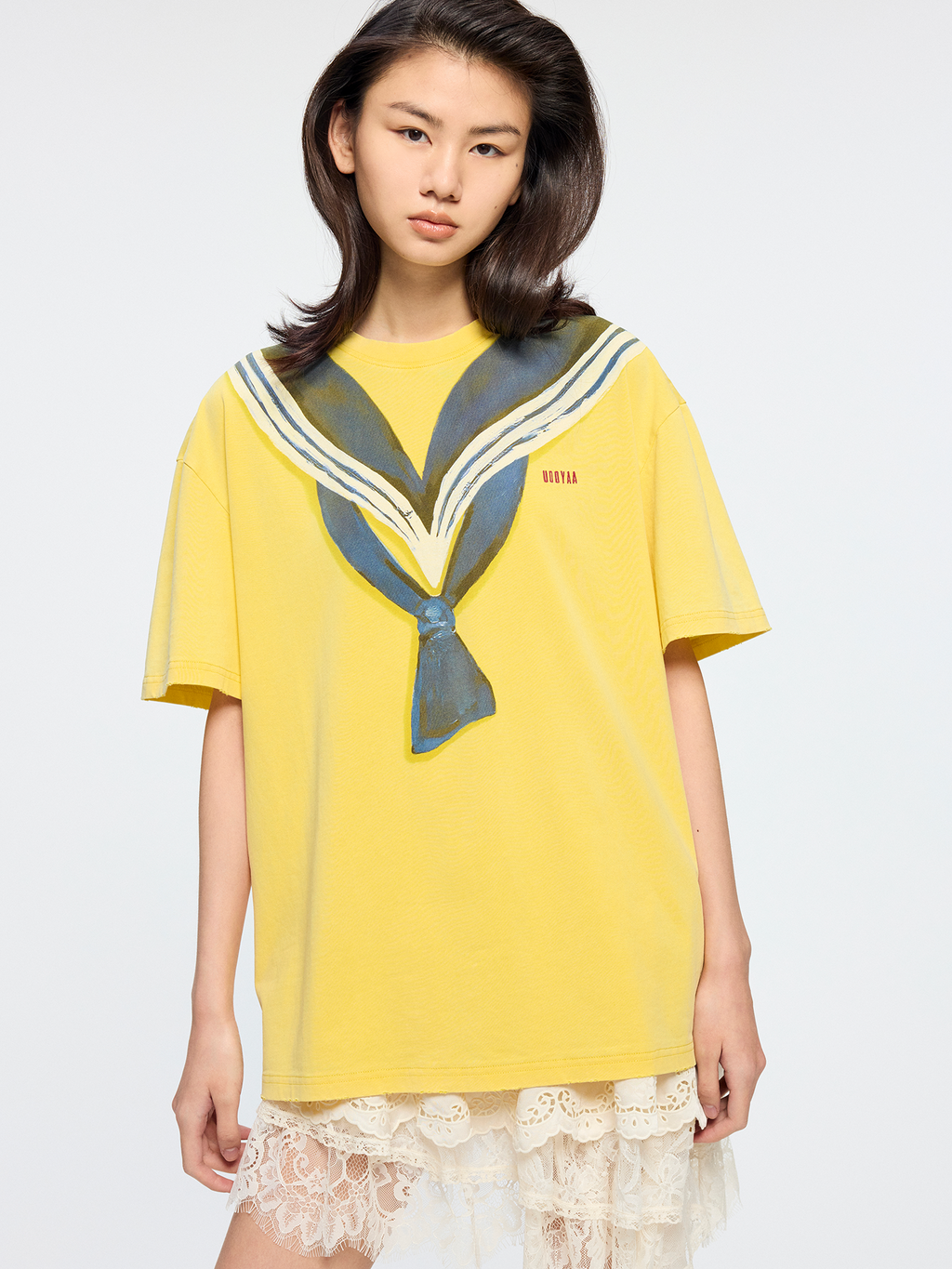 Oil painting sailor collar t-shirt