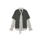 Floral ribbon mock-layer t-shirt