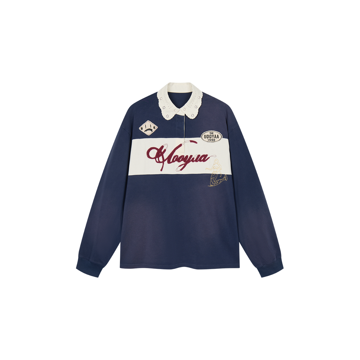 Applique badge Peter Pan collar polo
