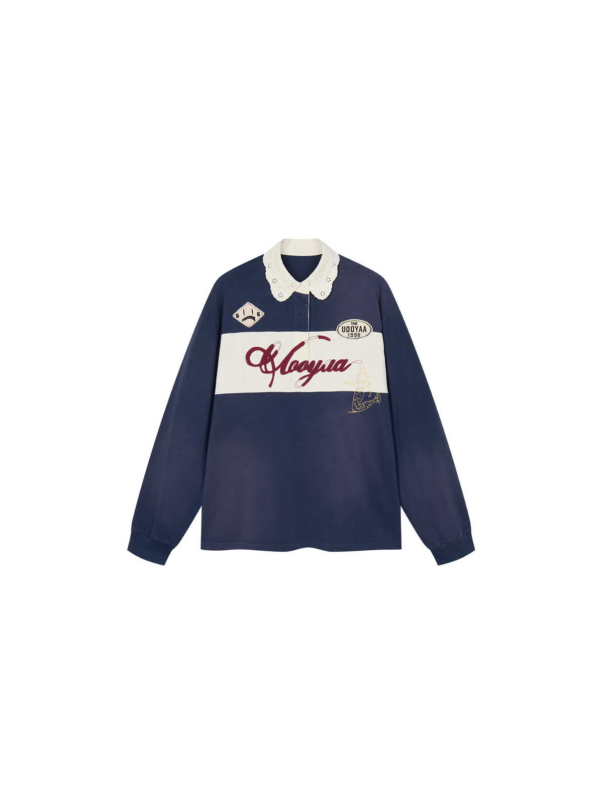 Applique badge Peter Pan collar polo