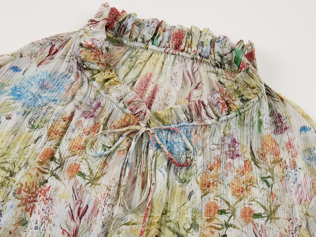 Floral tie waist dress