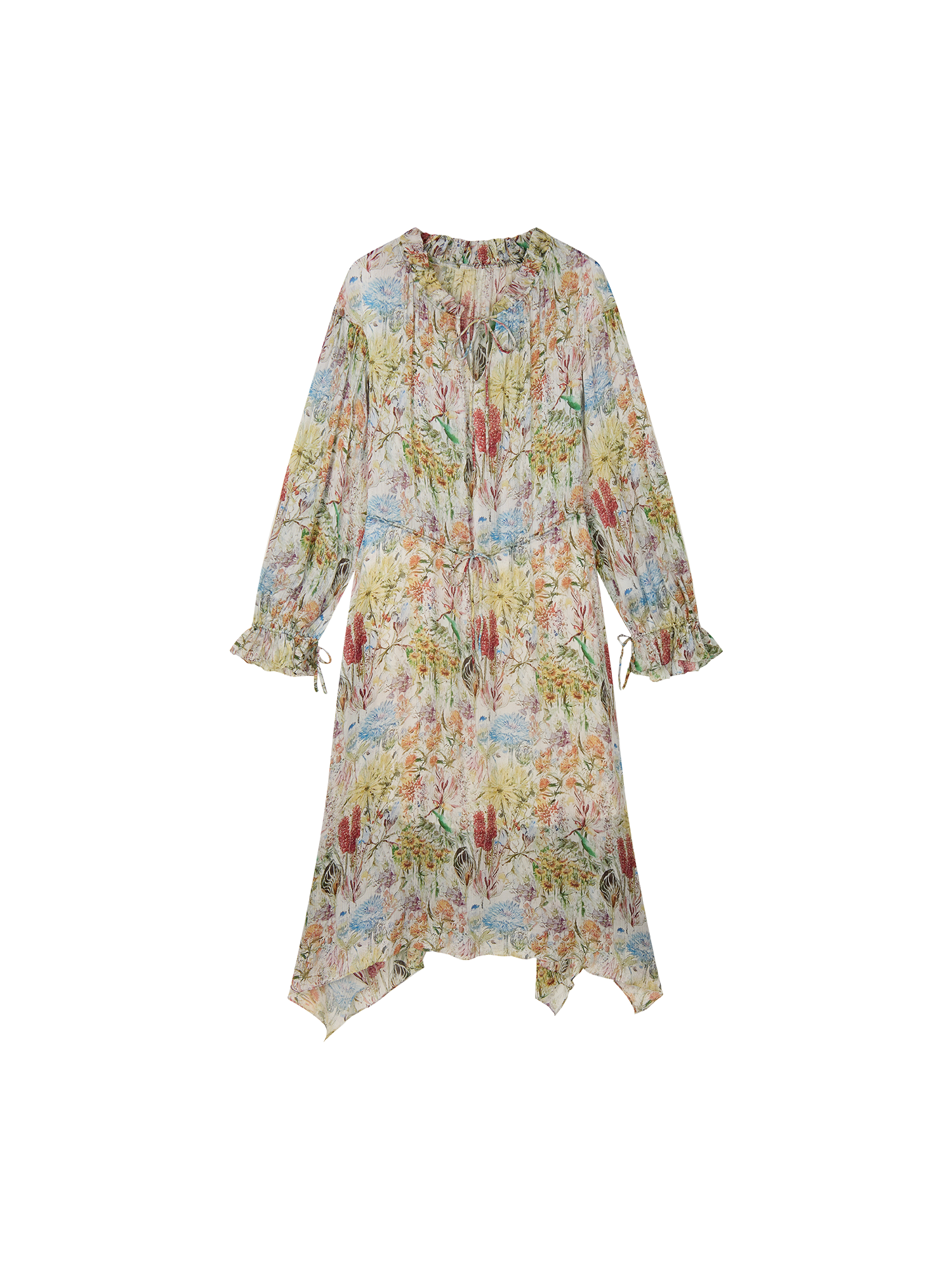 Floral tie waist dress