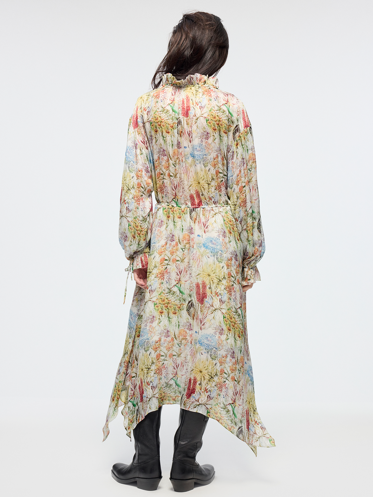 Floral tie waist dress